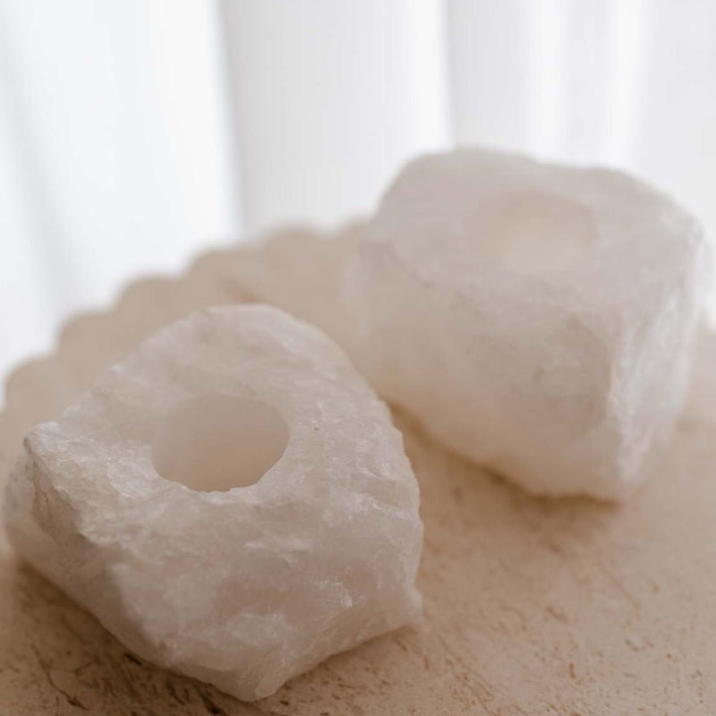 Clear Quartz Tealight Candle Holder-VESY