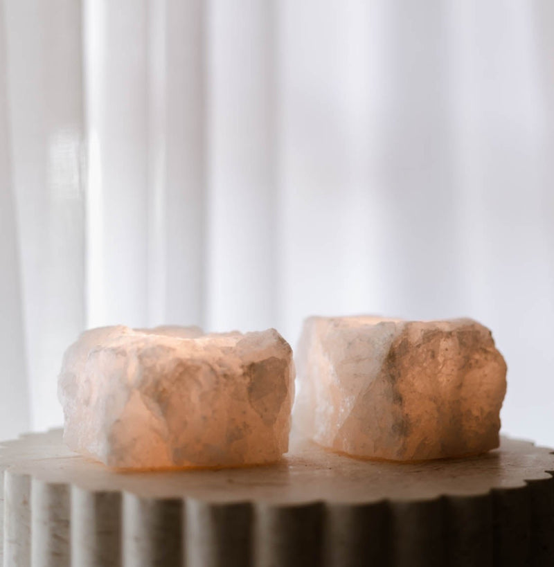 Clear Quartz Tealight Candle Holder-VESY