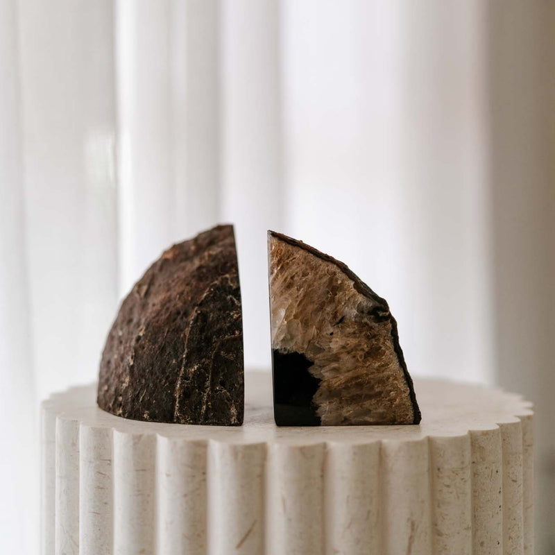 Natural Crystal Agate Bookends